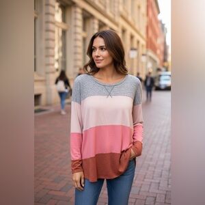 Stylish Colorblock Long Sleeve Top